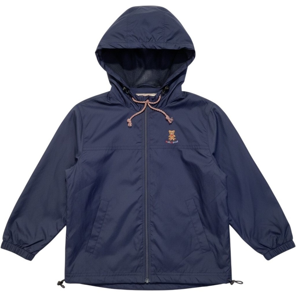 Miki House Navy Blue Hooded Windbreaker Jacket Bear Logo Kids 3T-4T Japan Luxury
